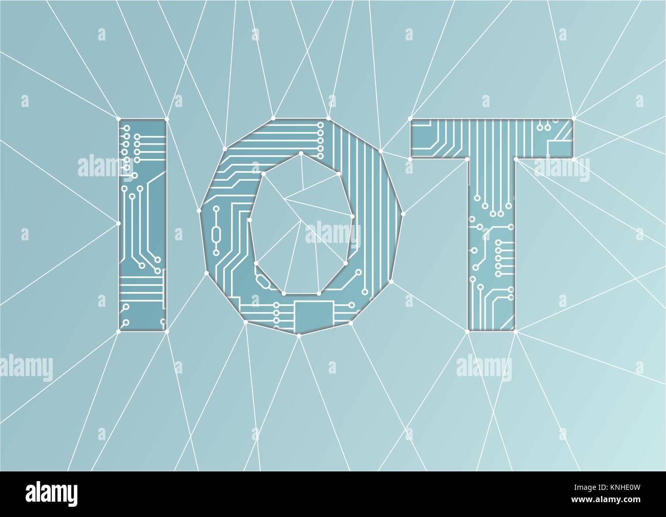 IOT text as vector illustration. Internet of things conceptual background Stock Vector