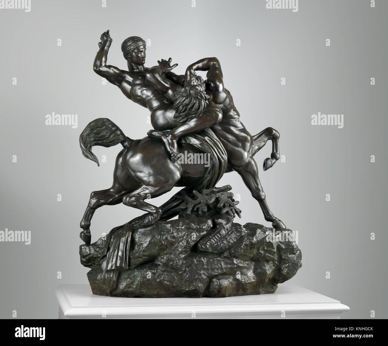 Theseus Fighting the Centaur Bianor. Artist: Antoine-Louis Barye (French, Paris 1796-1875 Paris); Date: modeled 1849, cast ca. 1867; Culture: French, Stock Photo