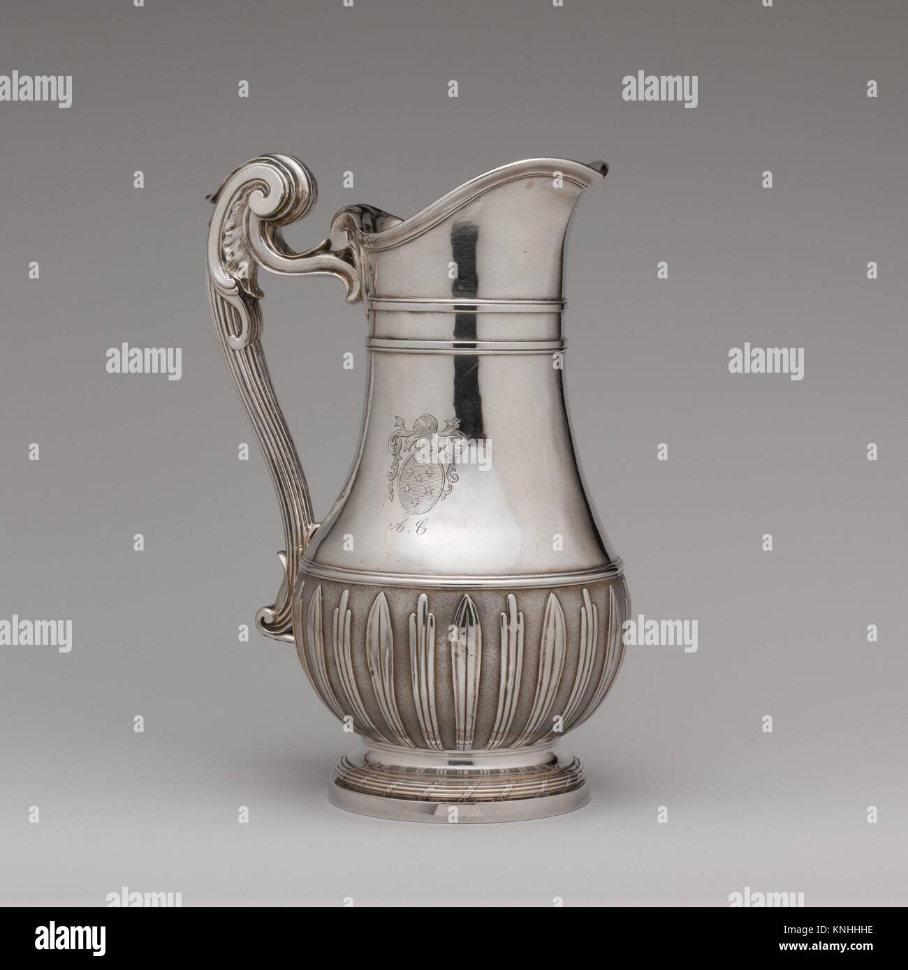 Ewer. Maker: Thomas Germain (1674-1748, master 1720); Date: 1736-37; Culture: French, Paris; Medium: Silver; Dimensions: Height: 8 7/8 in. (22.5 cm); Stock Photo