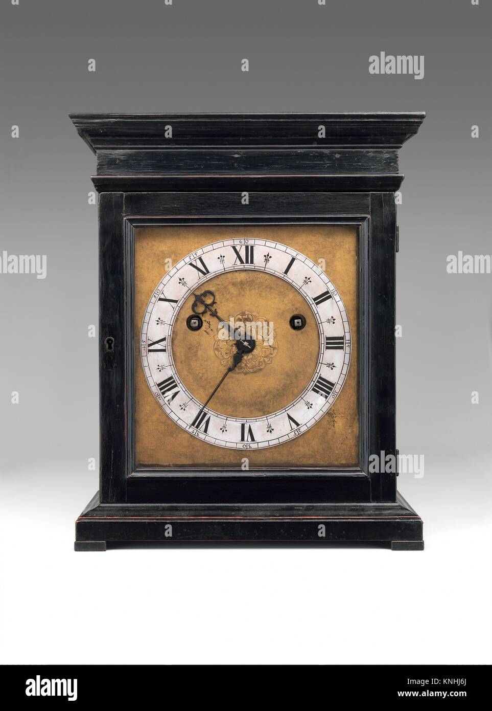 Table or bracket clock. Maker: Clockmaker: Edward East (British,  1602-1697); Date: ca. 1665; Culture: British, London; Medium: Case:  ebonized Stock Photo - Alamy