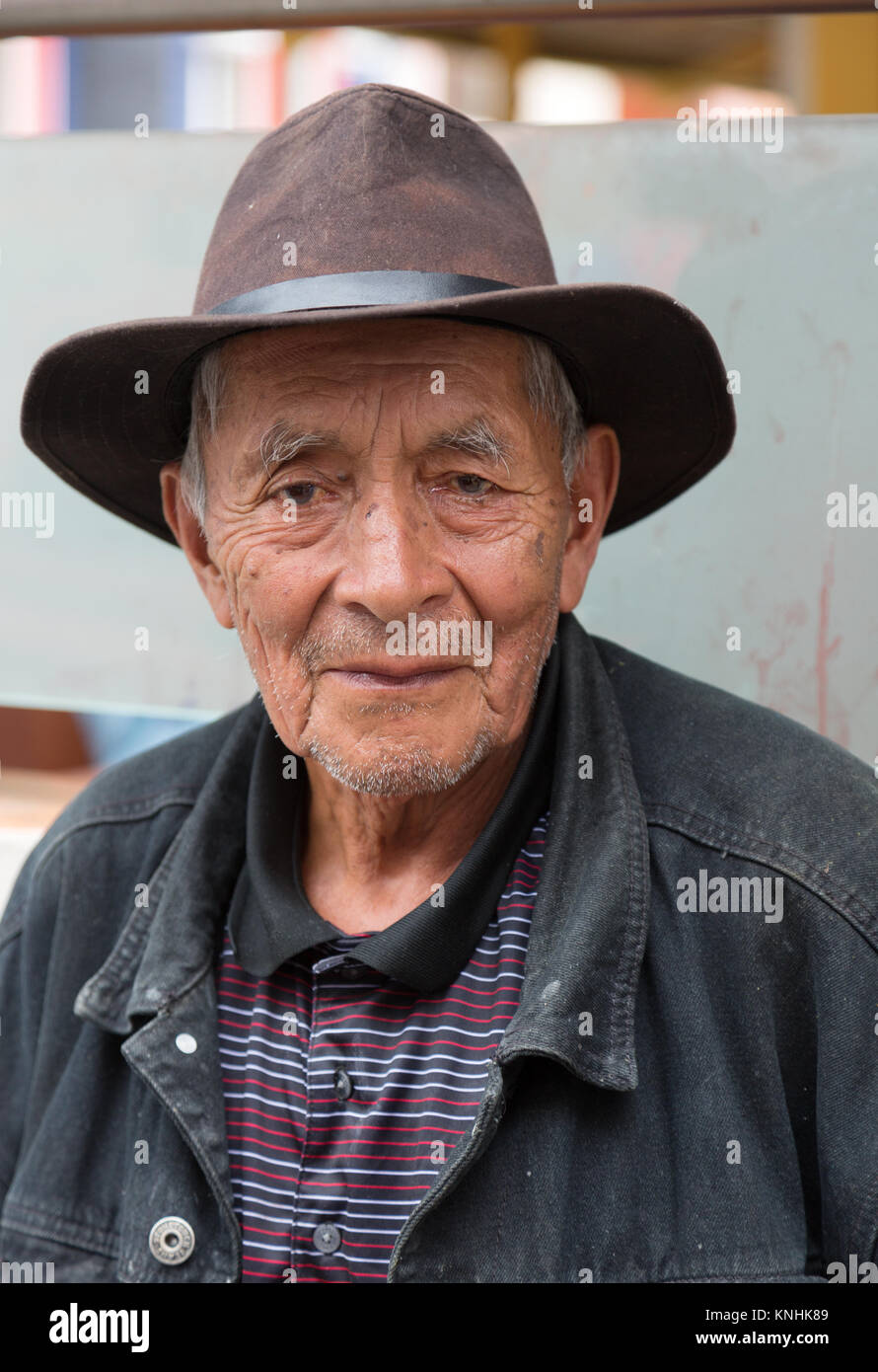 Portrait of a mature South American man aged 60s, Gualacea, Ecuador South America Stock Photo