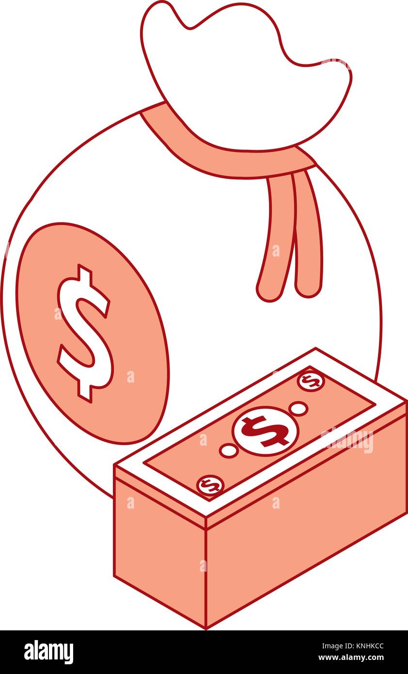 money isometric bag and staked banknote currency Stock Vector Image ...