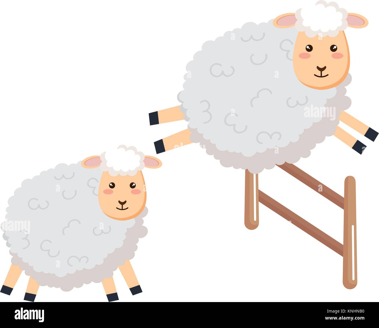 cute sheep jumping fence character icon vector illustration design ...
