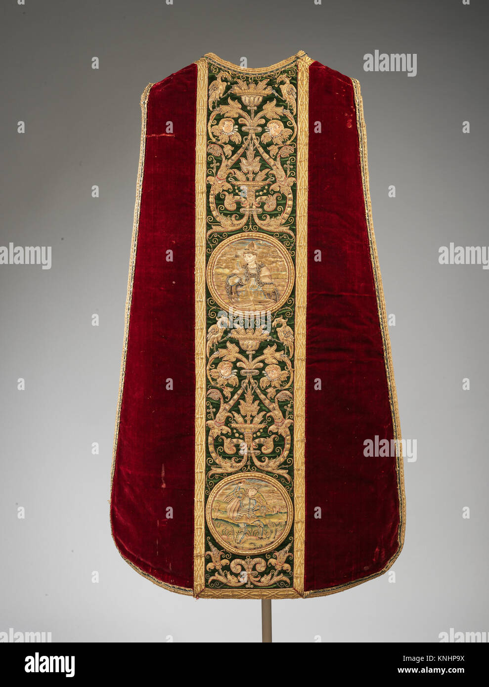 This chasuble is a liturgical garment with detailed embroidery and ...