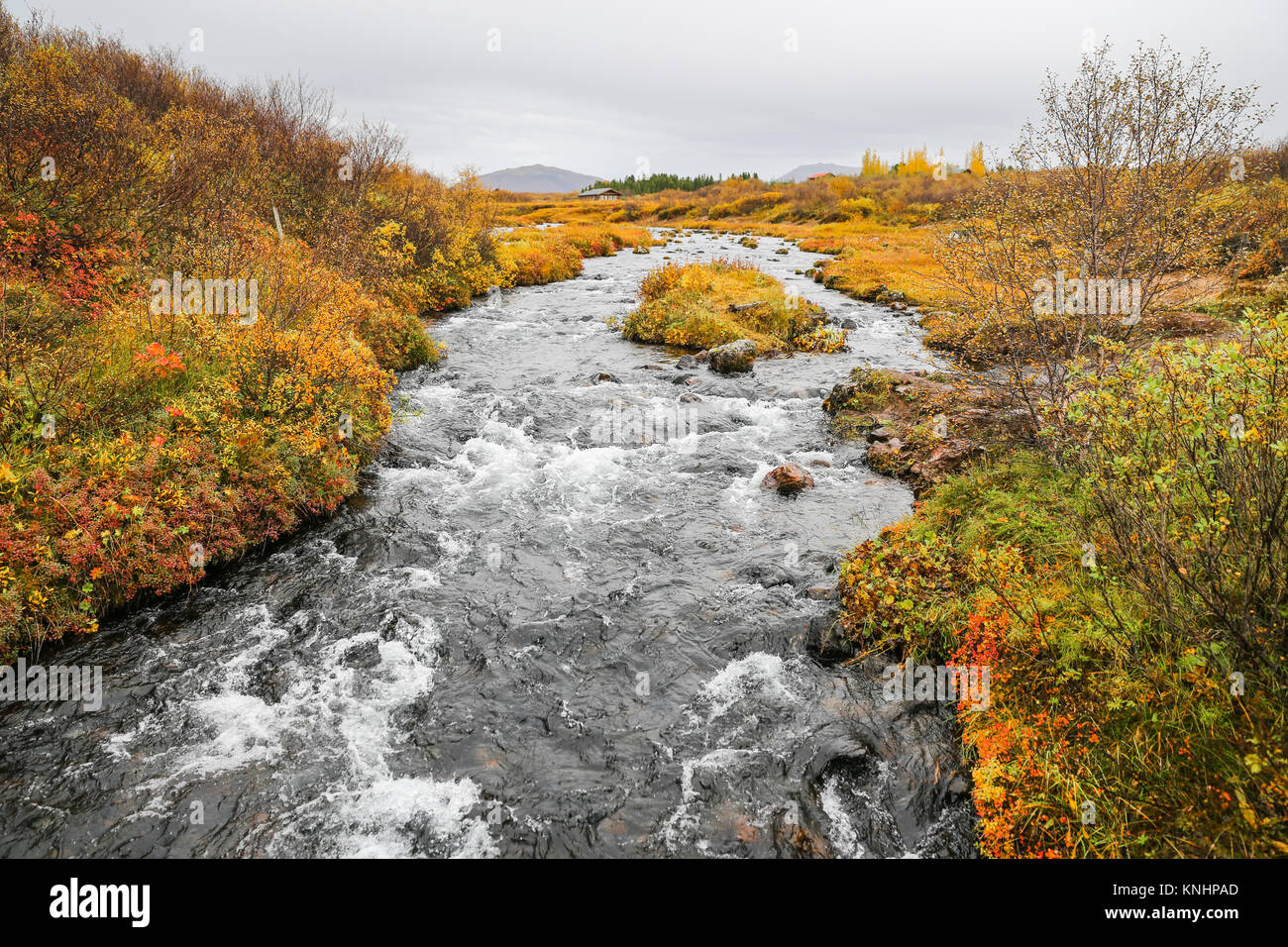 Bruara River in Southwest Iceland during Autumn Stock Photo