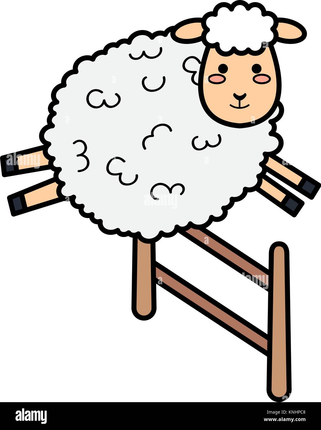 cute sheep jumping fence character icon vector illustration design ...