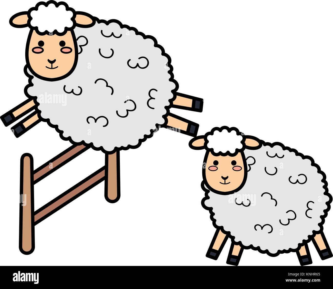 cute sheep jumping fence character icon vector illustration design ...