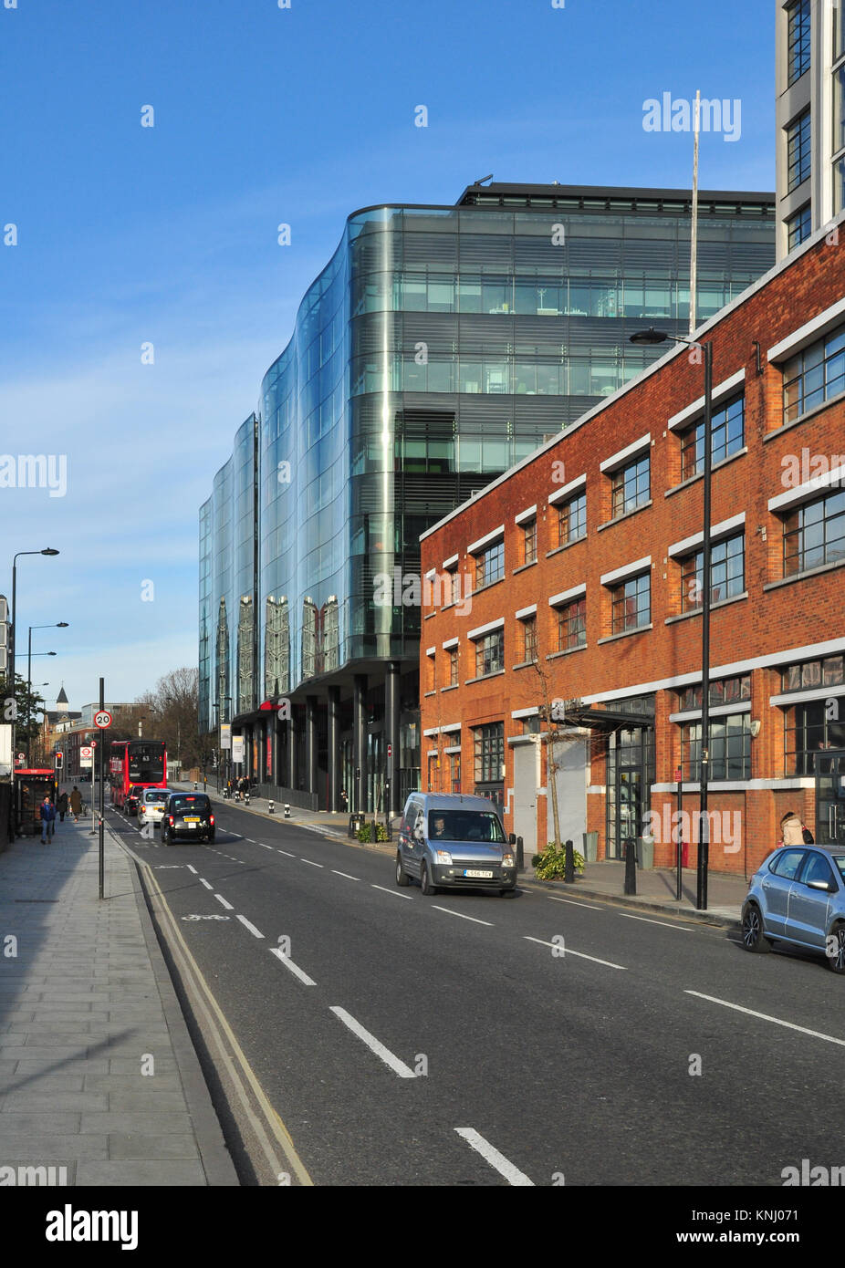New and older buildings, York Way, by King's Cross, London, England, UK Stock Photo