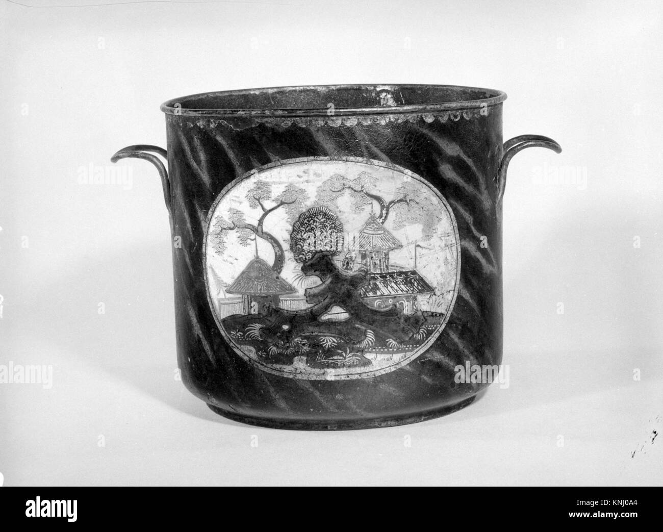 Cachepot MET 167303 1086 Cachepot, 1700?1800, Probably tin, 6 9/16 x 9 3/4 in. (16.7 x 24.8 cm). The Metropolitan Museum of Art, New York. Rogers Fund, 1958 (58.168.1) Stock Photo