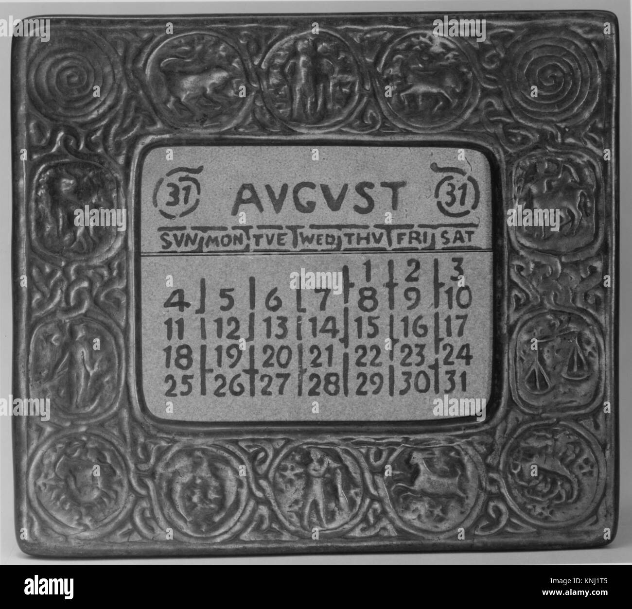 Calendar, Designer: Designed by Louis C. Tiffany (American, New York 1848–1933 New York), Maker: Tiffany Studios (1902–32), ca. 1910, American, Made in New York, New York, United States, Medium: Bronze Stock Photo