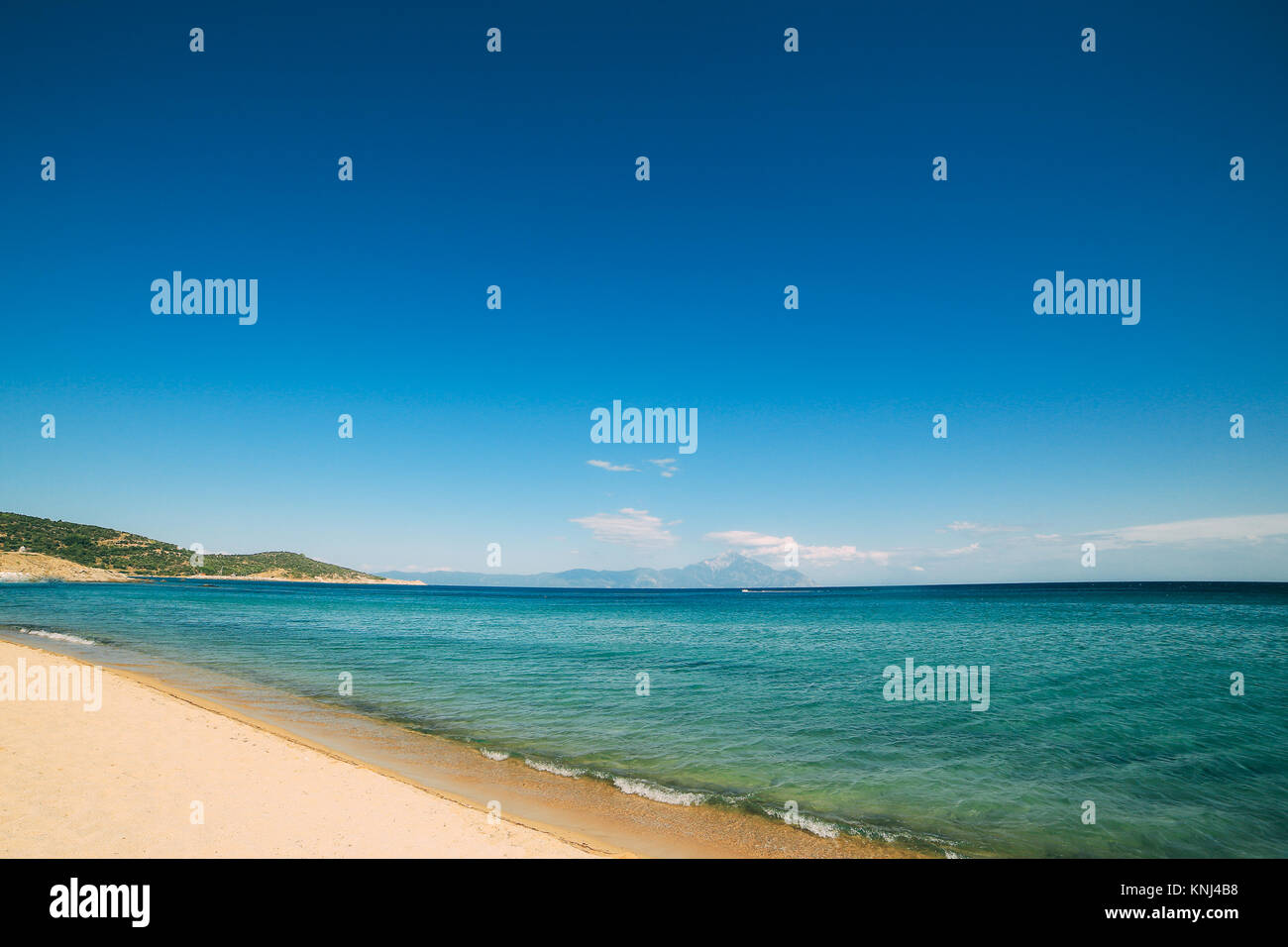 Bright Blue Mediterranean Sea In The Halkidiki Peninsula Of