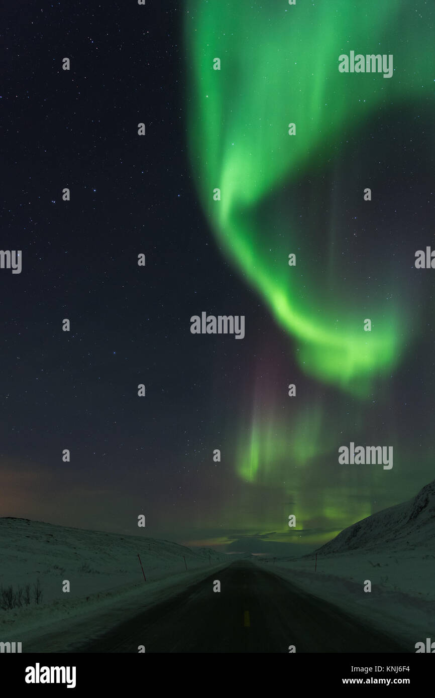 Northern lights Norway, aurora borealis, northern lights alta, northern lights finnmark, troms og finnmark, tourism, astronomy, polar, stars, magnetic Stock Photo