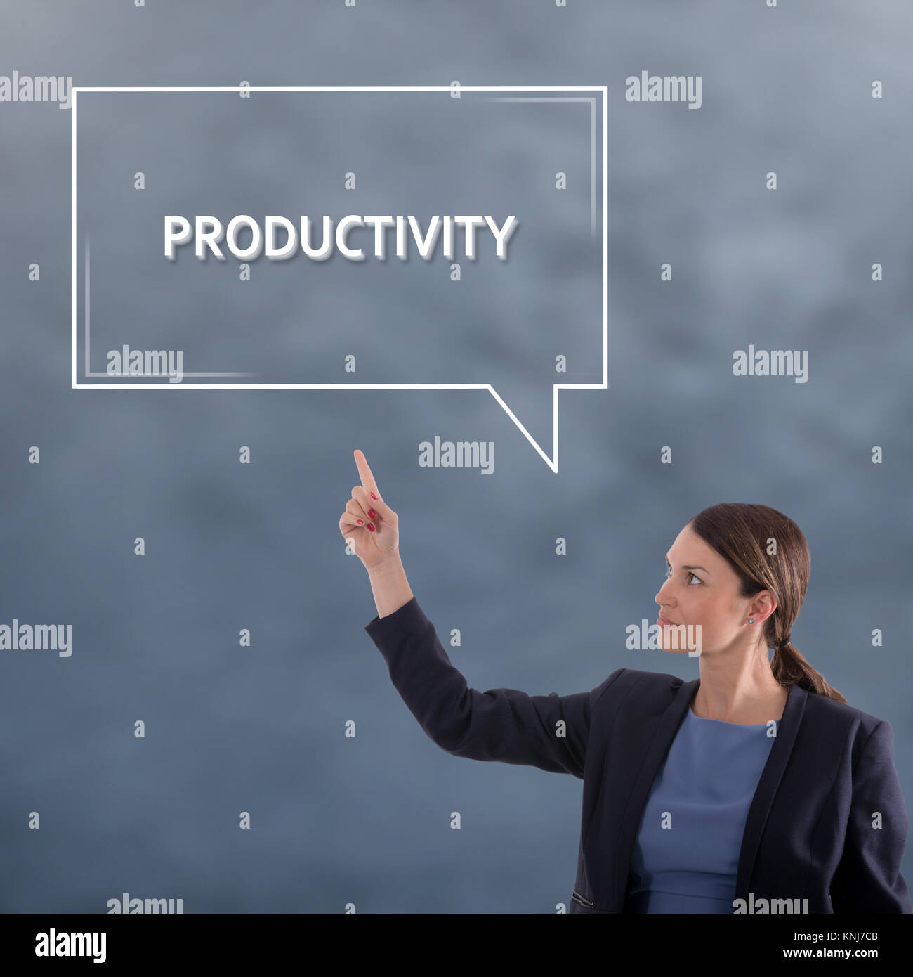 PRODUCTIVITY Business Concept. Business Woman Graphic Concept Stock Photo