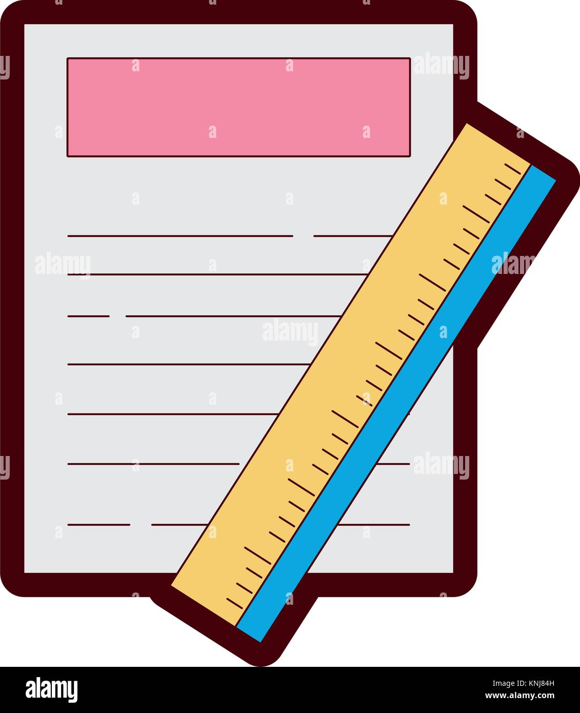 line color paper document with ruler object design Stock Vector Image ...
