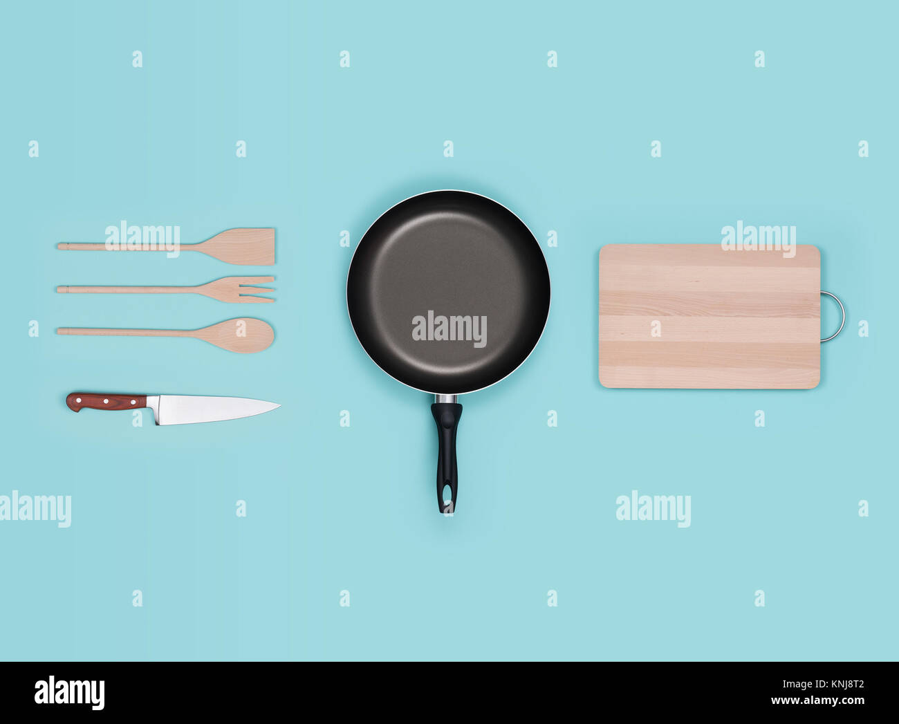 Cooking and food preparation utensils, top view Stock Photo Alamy