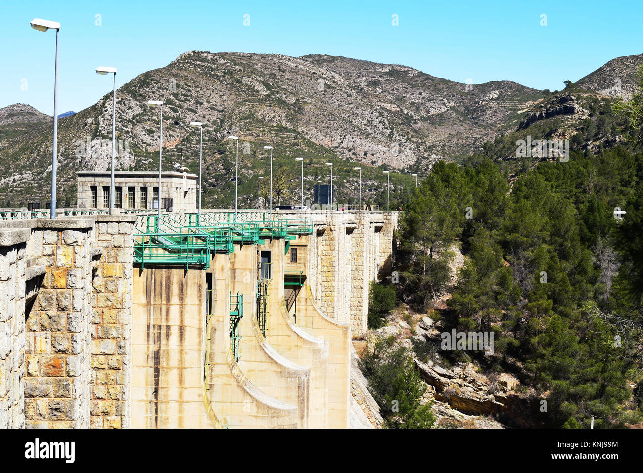 Water dam for hydroelectric power in the mountains of Spain Stock Photo