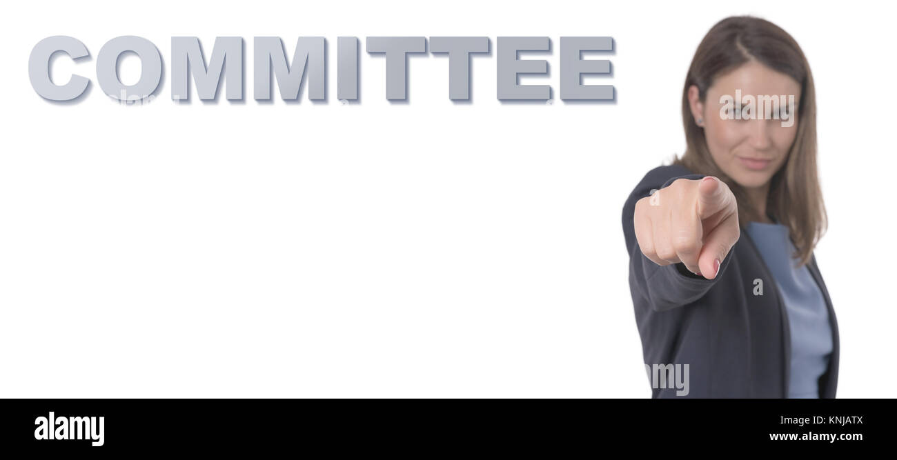 Business Woman pointing the text COMMITTEE Business Concept. Stock Photo