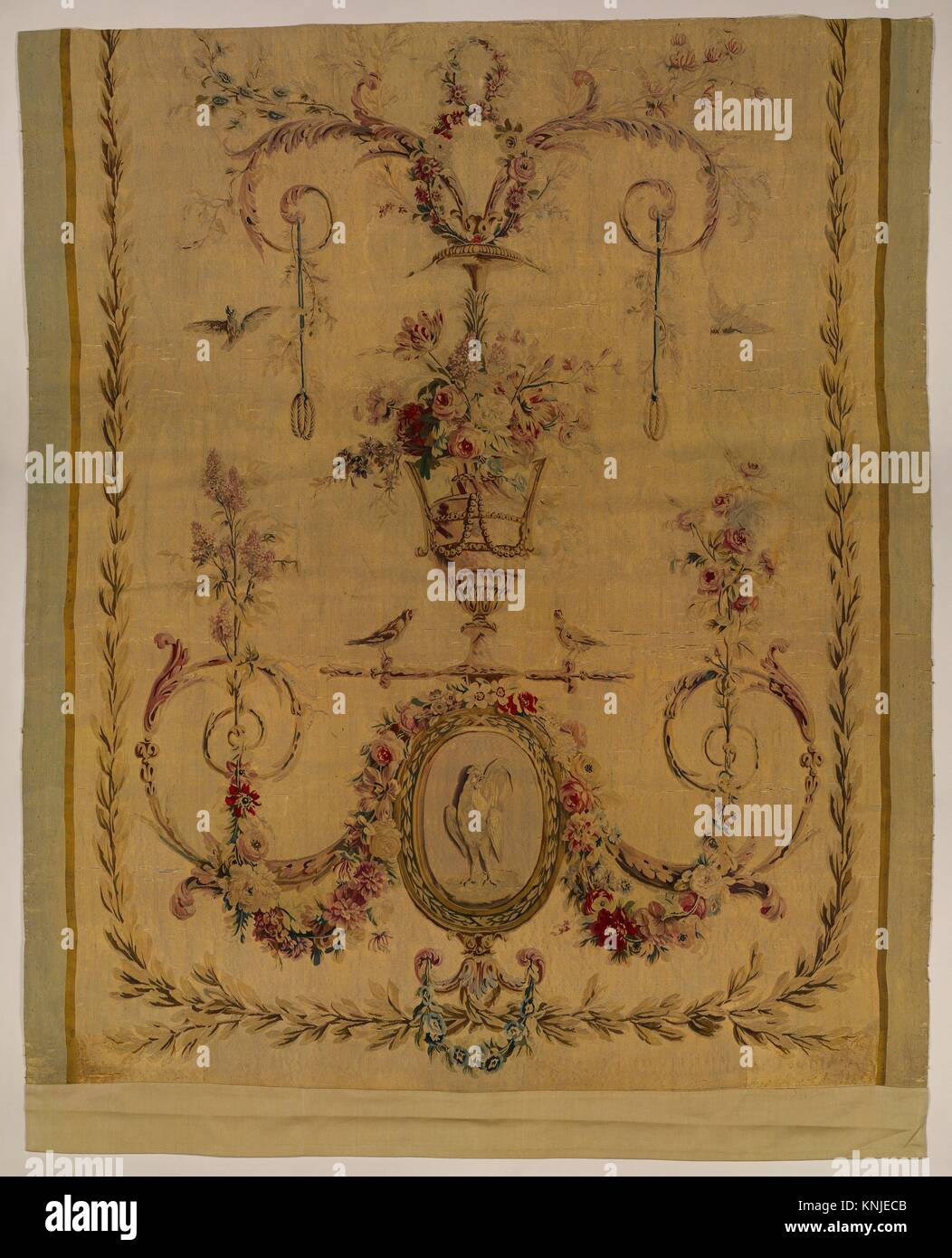 Back panel for a bed (Lit à la duchesse en impériale). Factory: Tapestry made at Beauvais; Date: ca. 1780-90; Culture: French, Beauvais; Medium: Silk Stock Photo
