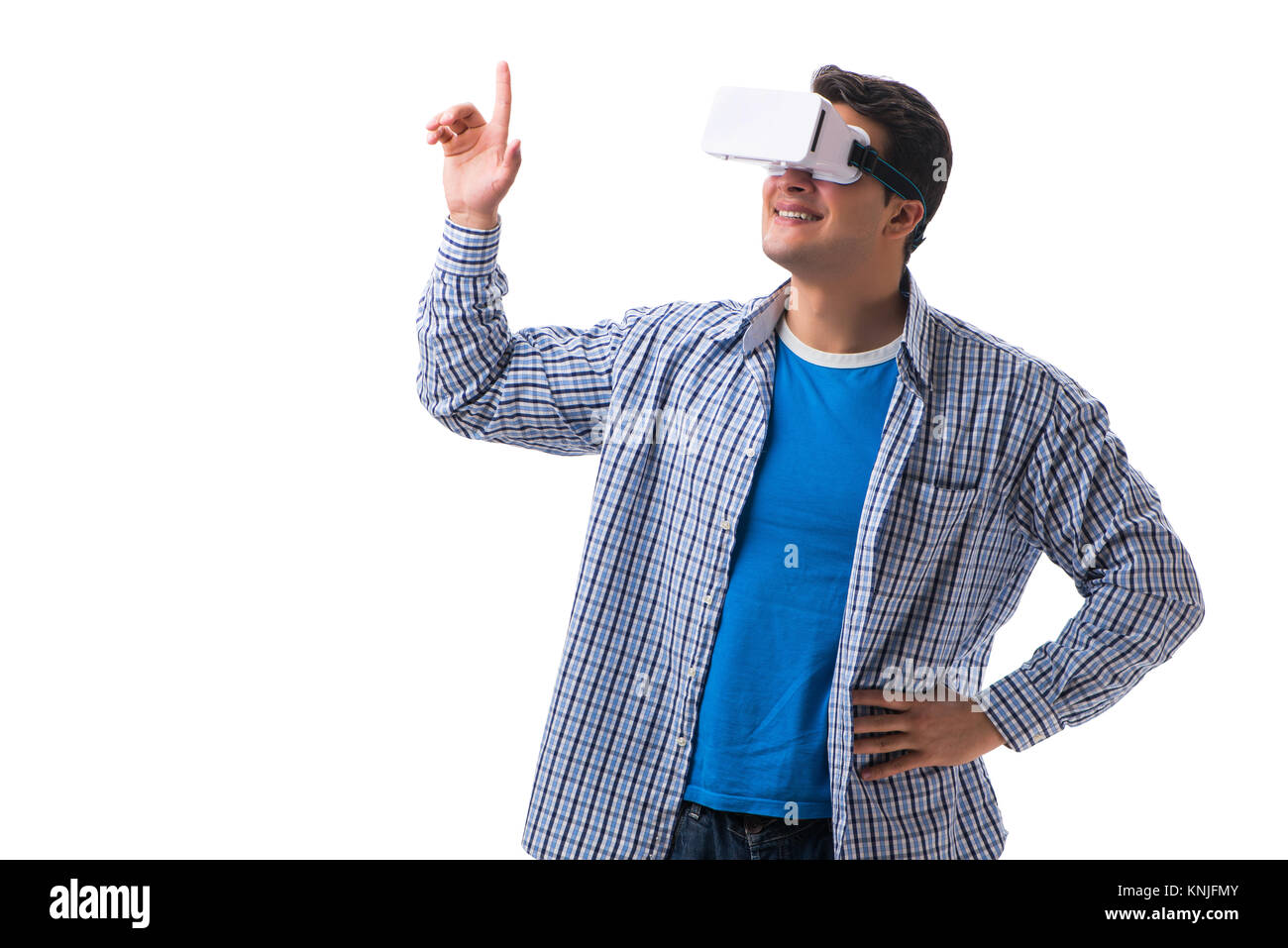 Young man wearing virtual reality VR glasses Stock Photo - Alamy