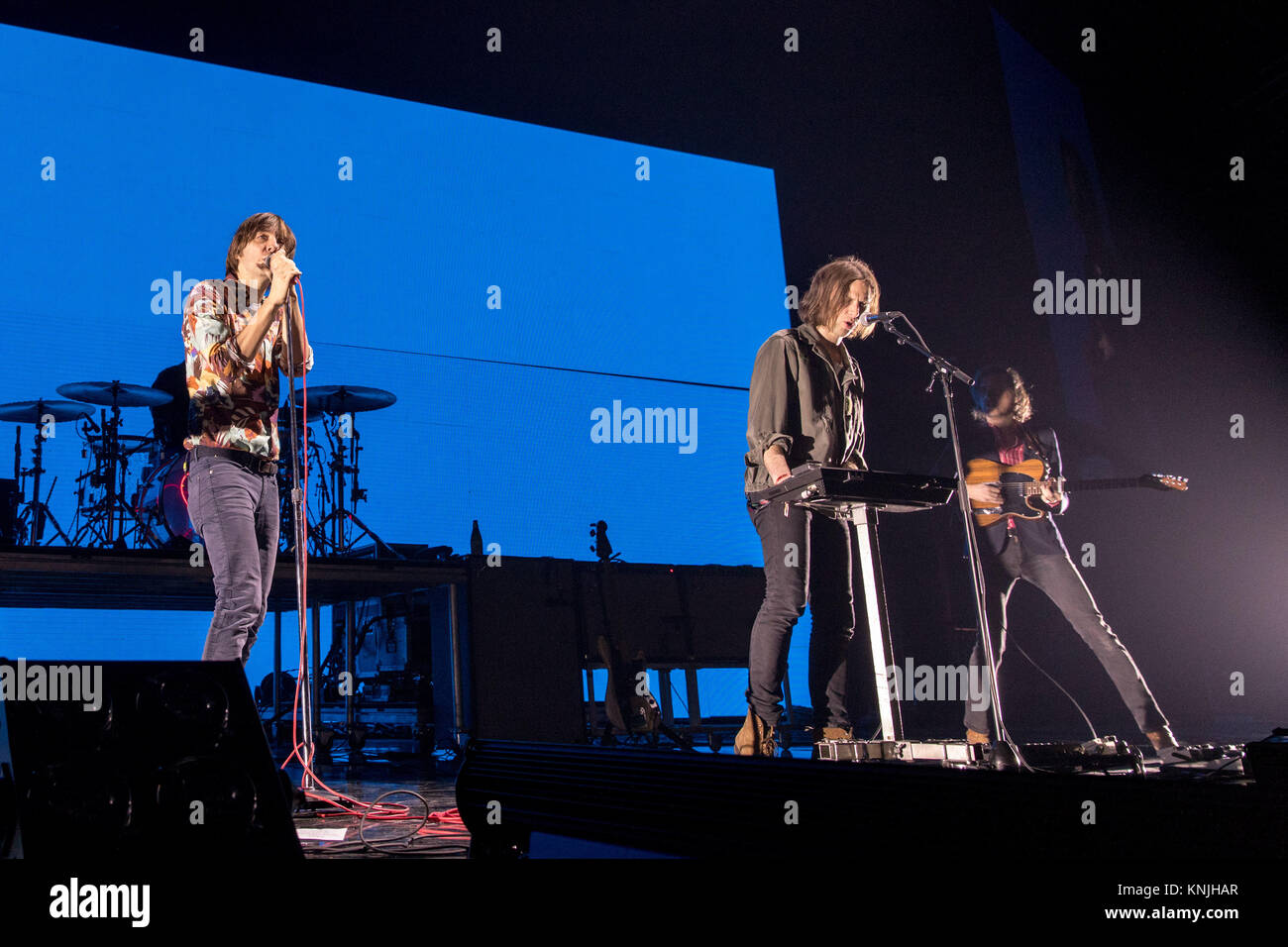 Inglewood California Usa 10th Dec 17 Thomas Mars Deck D Arcy And Christian Mazzalai Of Phoenix During The 17 Kroq 106 7 Almost Acoustic Christmas At The Forum In Inglewood California Credit Daniel Deslover Zuma