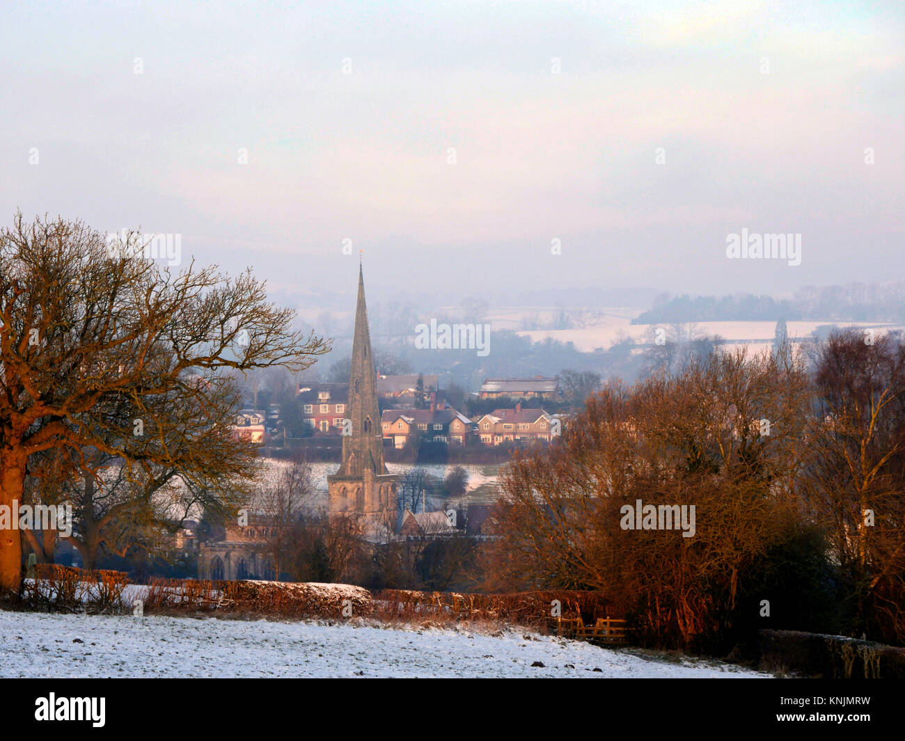 Ashbourne, Derbyshire. 12th Dec, 2017. UK Weather: cold frosty morning sunrise & snow scenes around the market town of Ashbourne Derbyshire in the Peak District National Park Credit: Doug Blane/Alamy Live News Stock Photo
