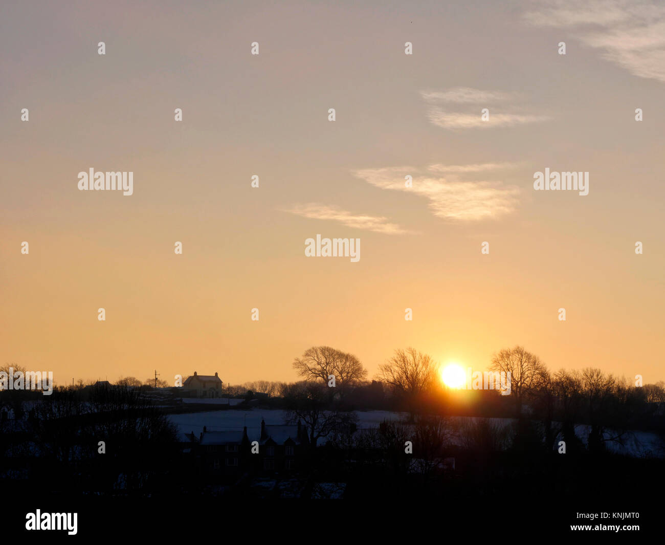Ashbourne, Derbyshire. 12th Dec, 2017. UK Weather: cold frosty morning sunrise & snow scenes around the market town of Ashbourne Derbyshire in the Peak District National Park Credit: Doug Blane/Alamy Live News Stock Photo