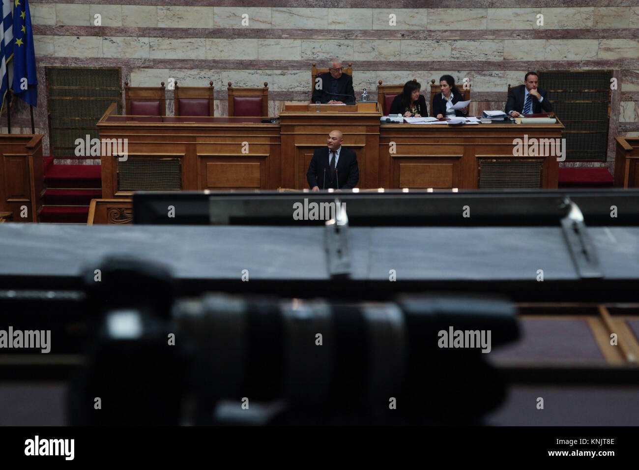 Athens, Greece. 12th Dec, 2017. First day of the State Budget Debate at the Greek Parliament. The government of Syriza and Anel present what they promote as the 'last state badget in times of memorandum'. Credit: Ioannis Mantas/Alamy Live News Stock Photo