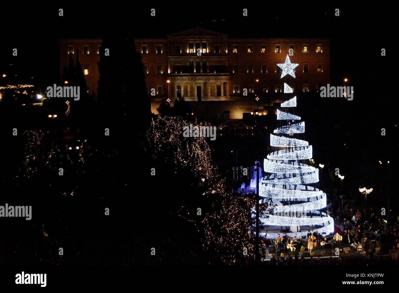 Athens, Greece. 12th Dec, 2017. Illumination of the Christmas tree at ...
