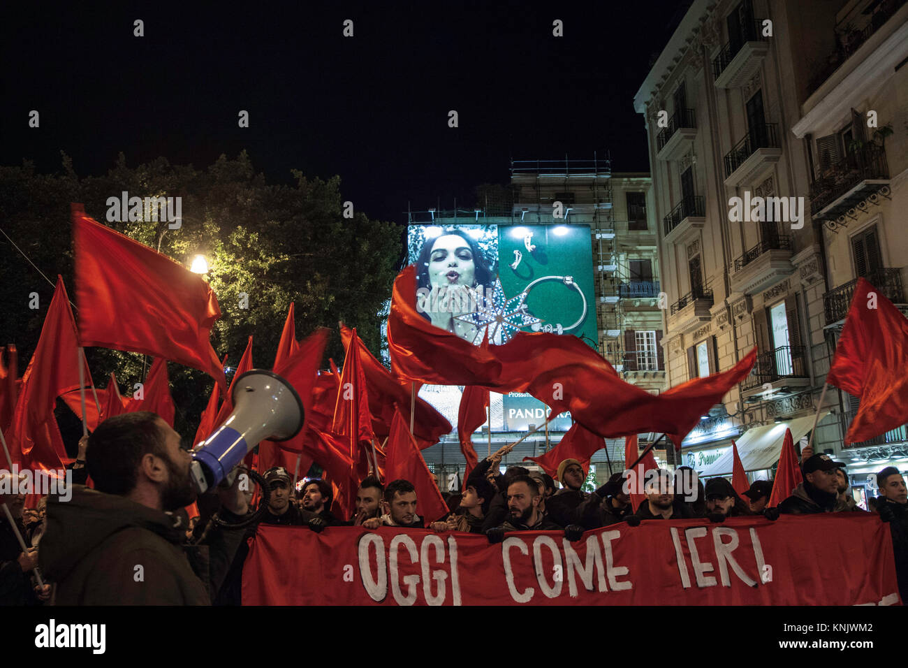 Palermo, Italy. 12th December, 2017. Antifascist militants participated a demonstration in Palermo to remember victims of the Piazza Fontana massacre. Stock Photo