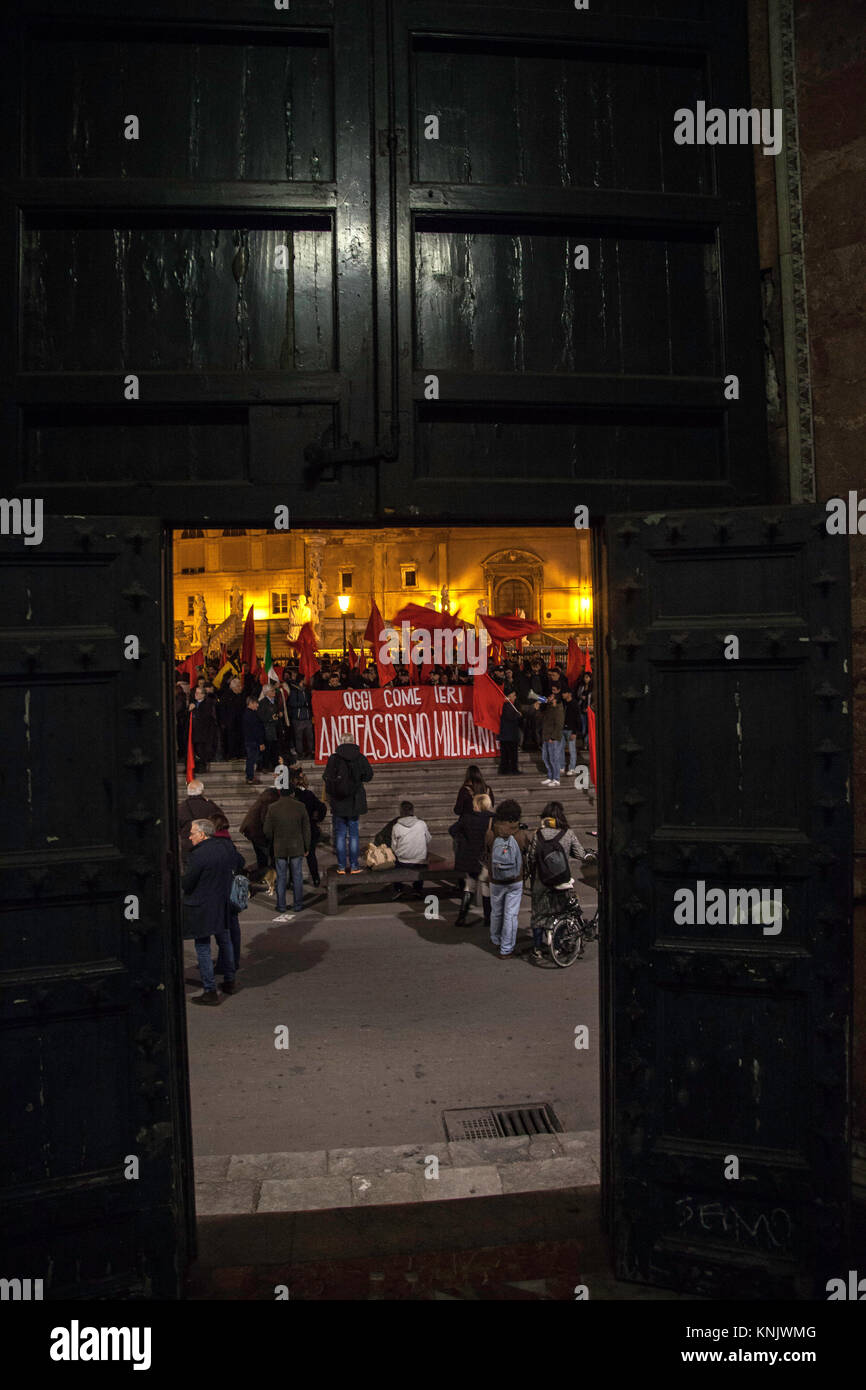 Palermo, Italy. 12th December, 2017. Antifascist militants participated a demonstration in Palermo to remember victims of the Piazza Fontana massacre. Stock Photo