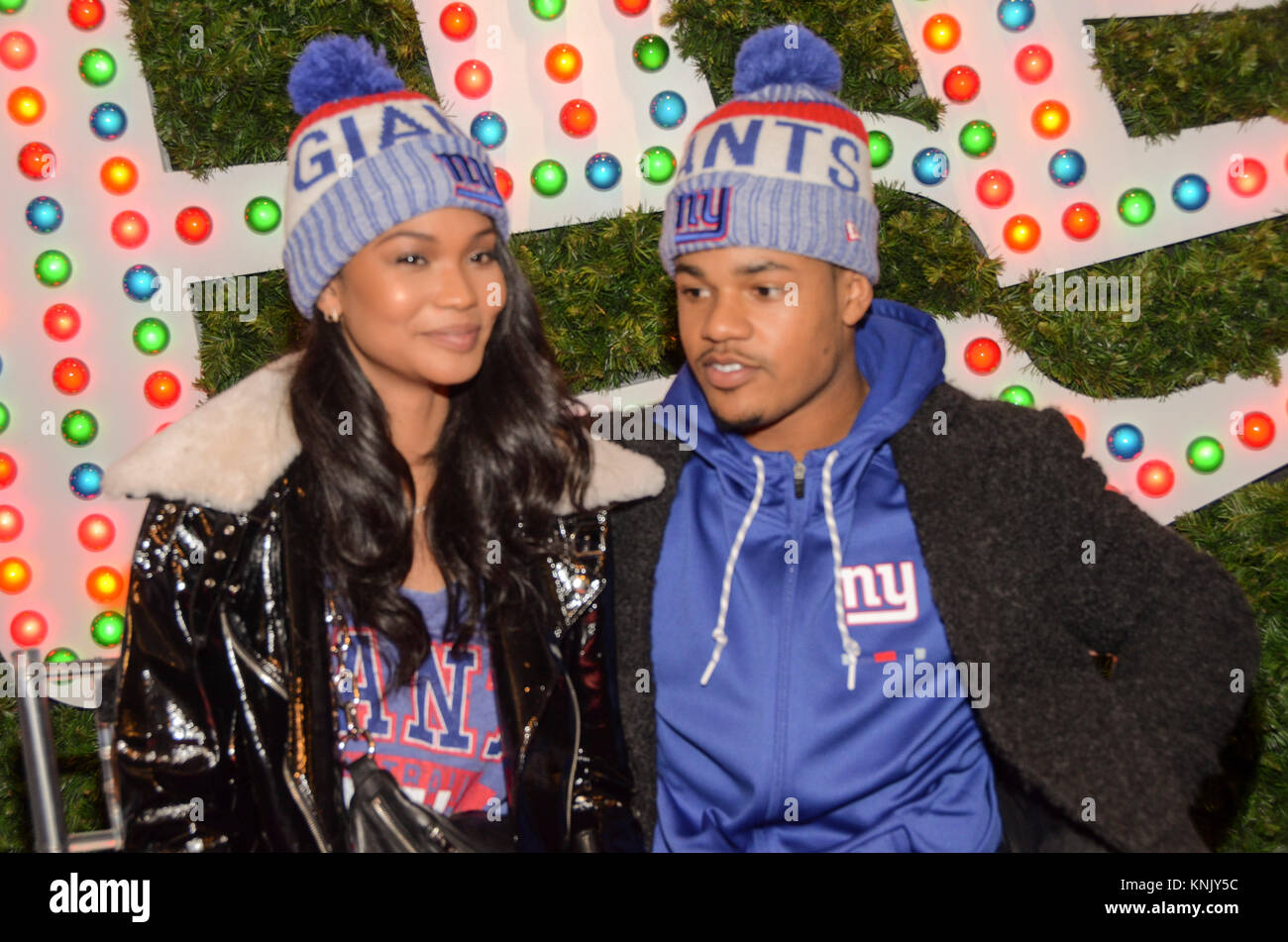 New York, NY, USA. 12th Dec, 2017. Sterling Shepard and Chanel Iman