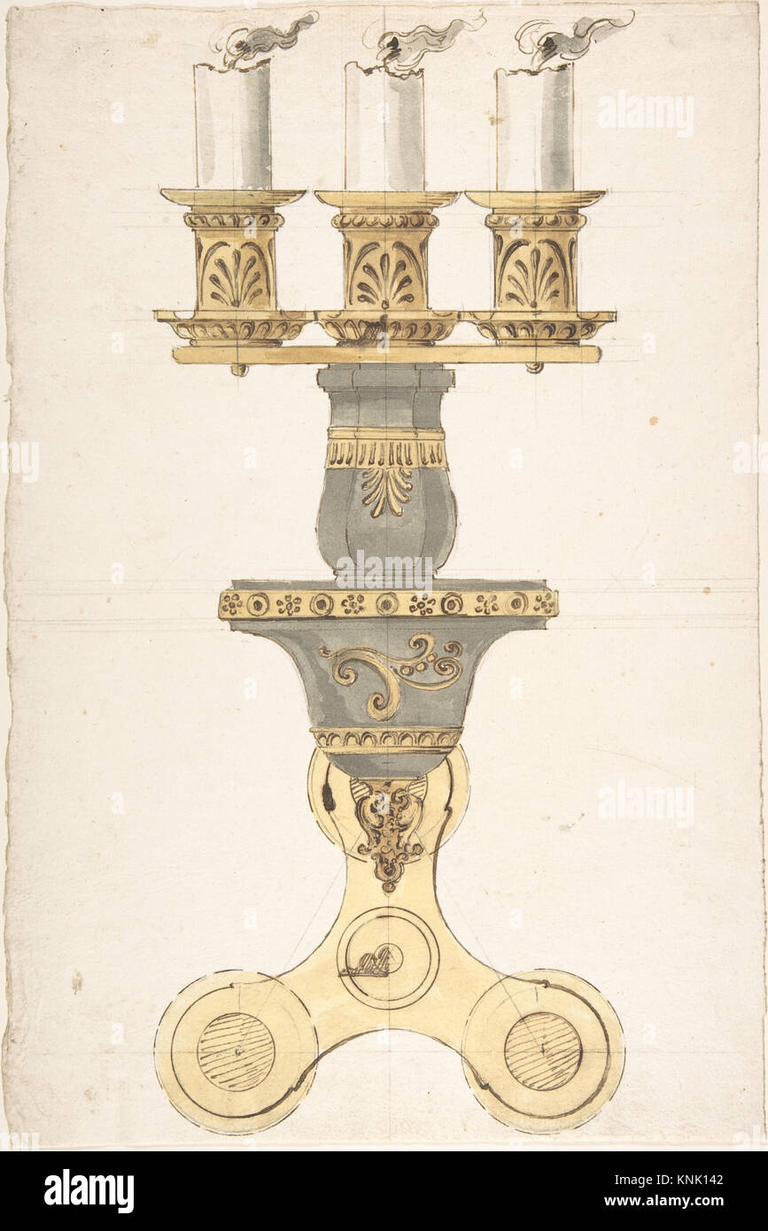 Design for a Candelabra, drawing, anonymous, Italian, 19th century Stock Photo