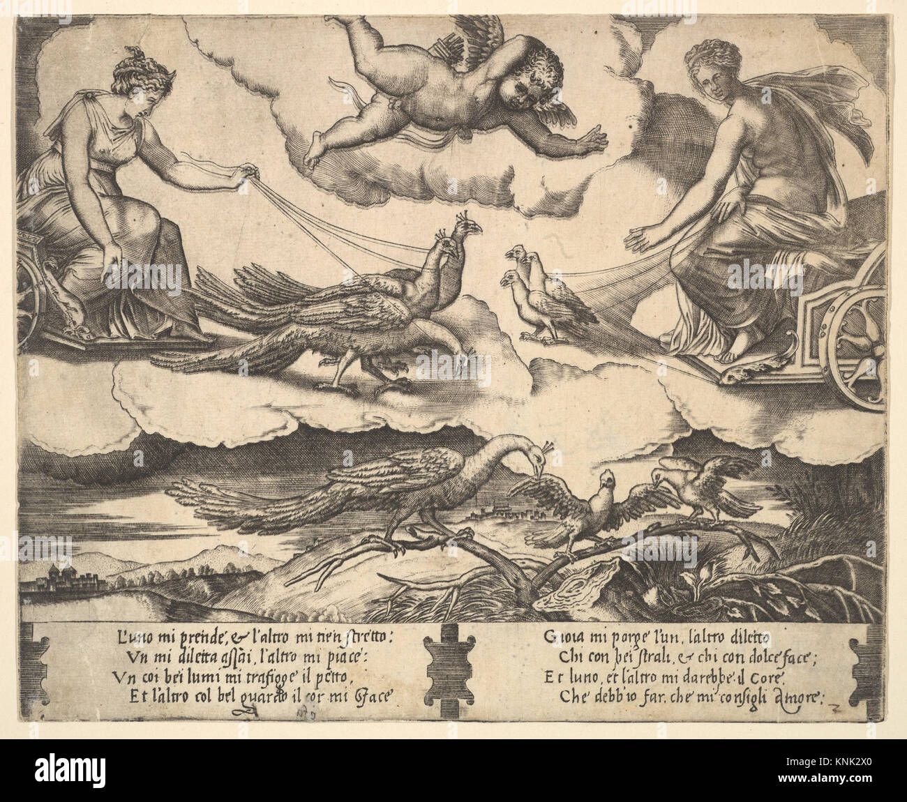 Allegory of Marriage and Love; Juno in a chariot drawn by peacocks at