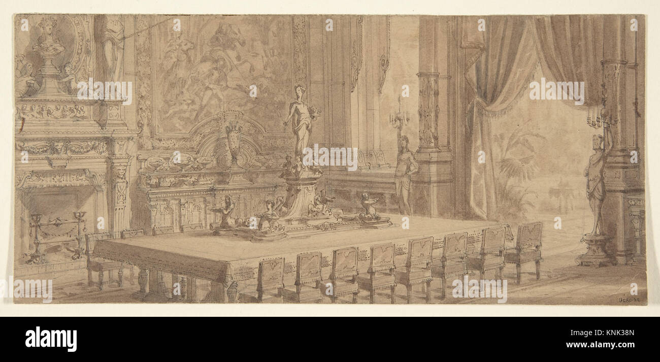 Architectural Interior, drawing, anonymous, French, 19th century Stock