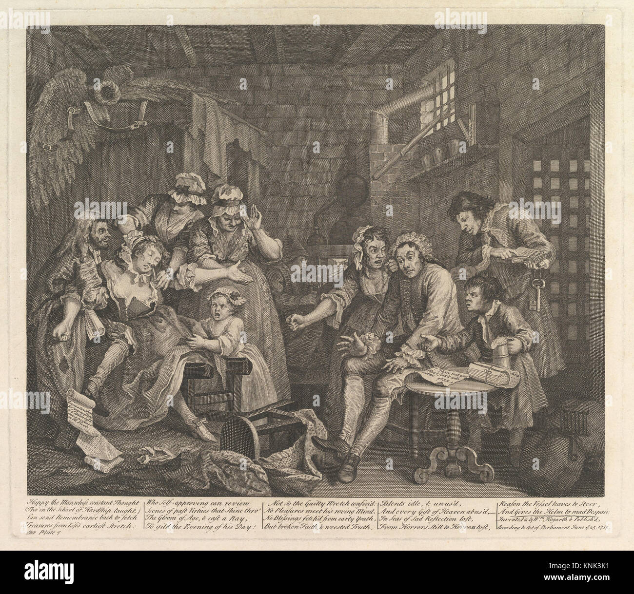 Print by William Hogarth, Plate 7 from 'A Rake's Progress' series ...
