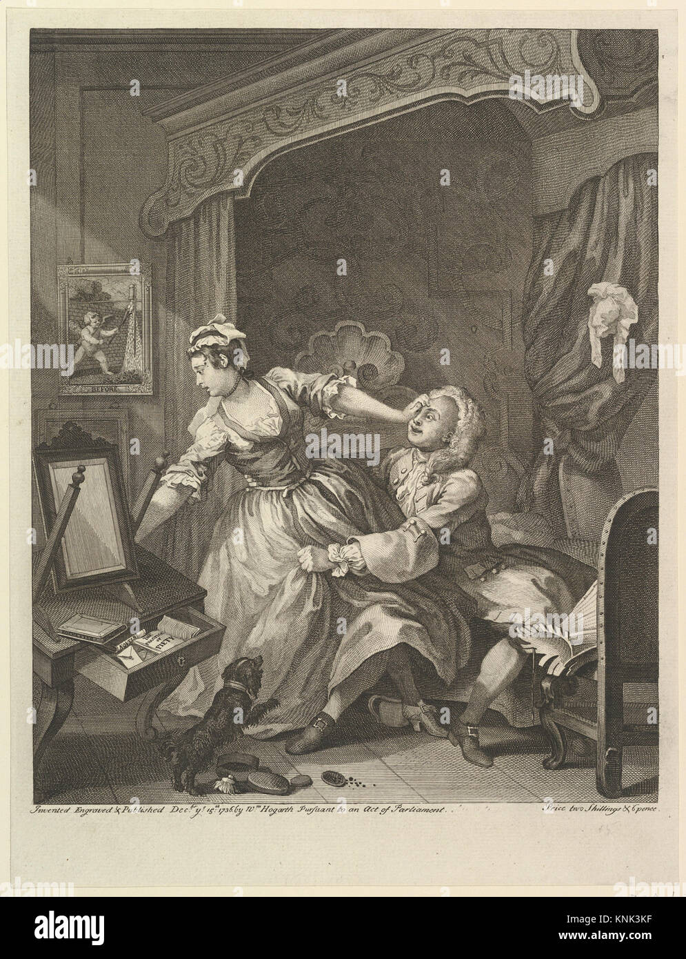 Before, print by English painter, engraver, pictorial satirist and editorial cartoonist, William Hogarth (1697-1764), 1736 Stock Photo