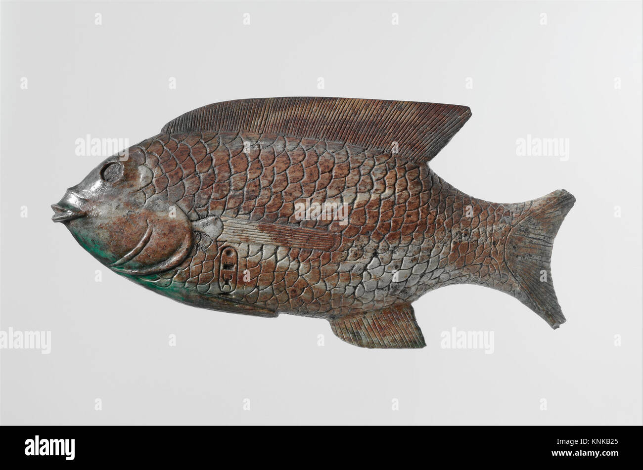Cosmetic Dish in the Shape of a Bolti Fish, Period New Kingdon, Dynasty 18, Reign of Thutmose III, ca. 1479-1425 B.C., From Egypt, Glazed steatite Stock Photo