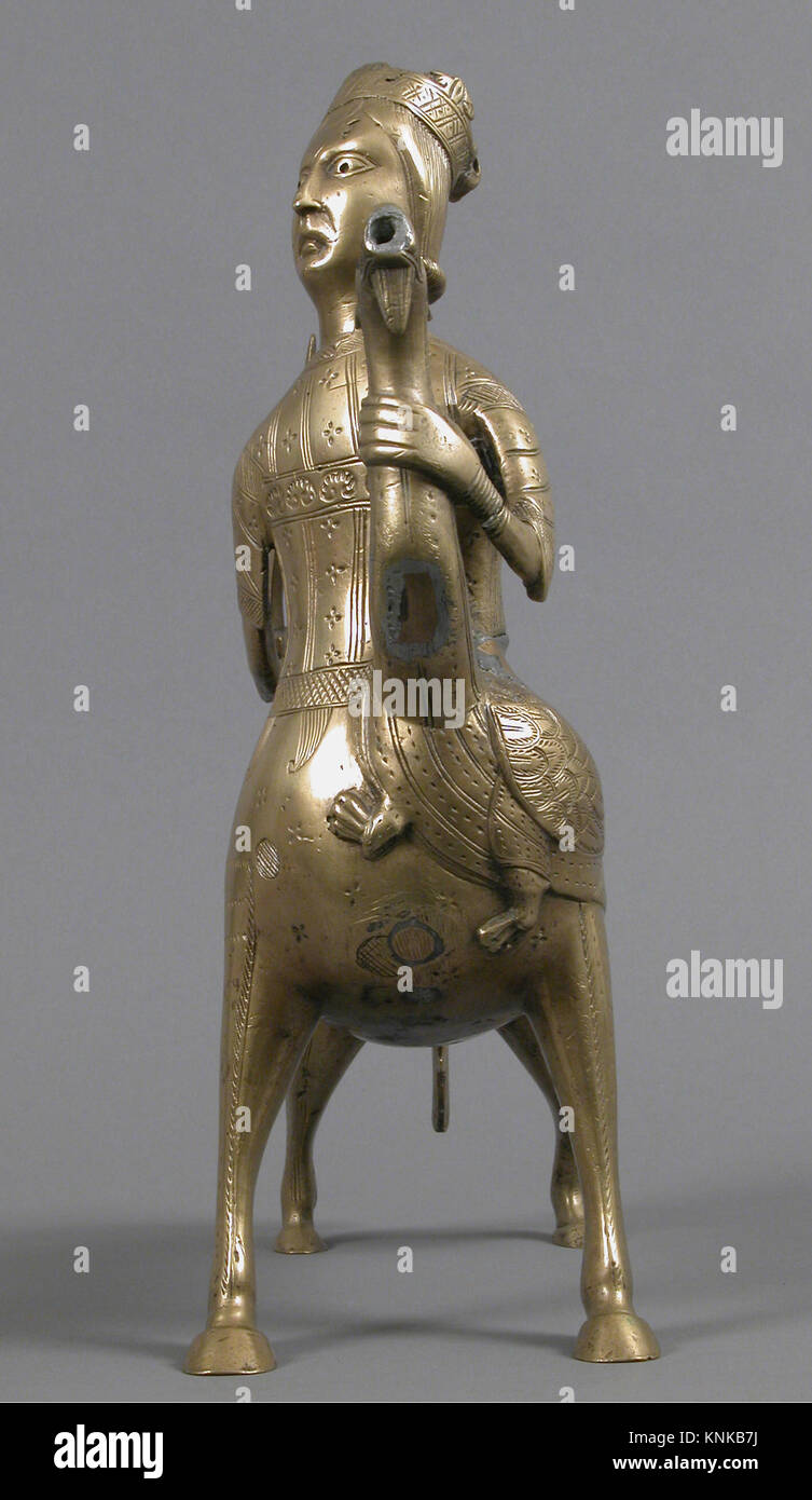 Aquamanile in the Form of a Crowned Centaur Fighting a Dragon, German, Date: 1200–1225, Made in possibly Hildesheim, Lower Saxony, Germany, Medium: Copper Alloy Stock Photo