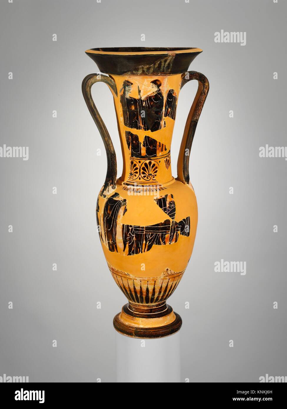 Terracotta loutrophoros (ceremonial vase for water). Period Archaic