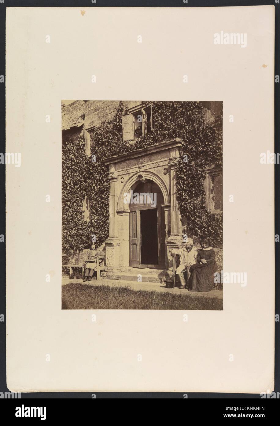 The Alms House. Artist: Joseph Cundall (British, Norwich, Norfolk 1818-1895 Wallington, Surrey); Date: 1855; Medium: Albumen silver print from glass Stock Photo