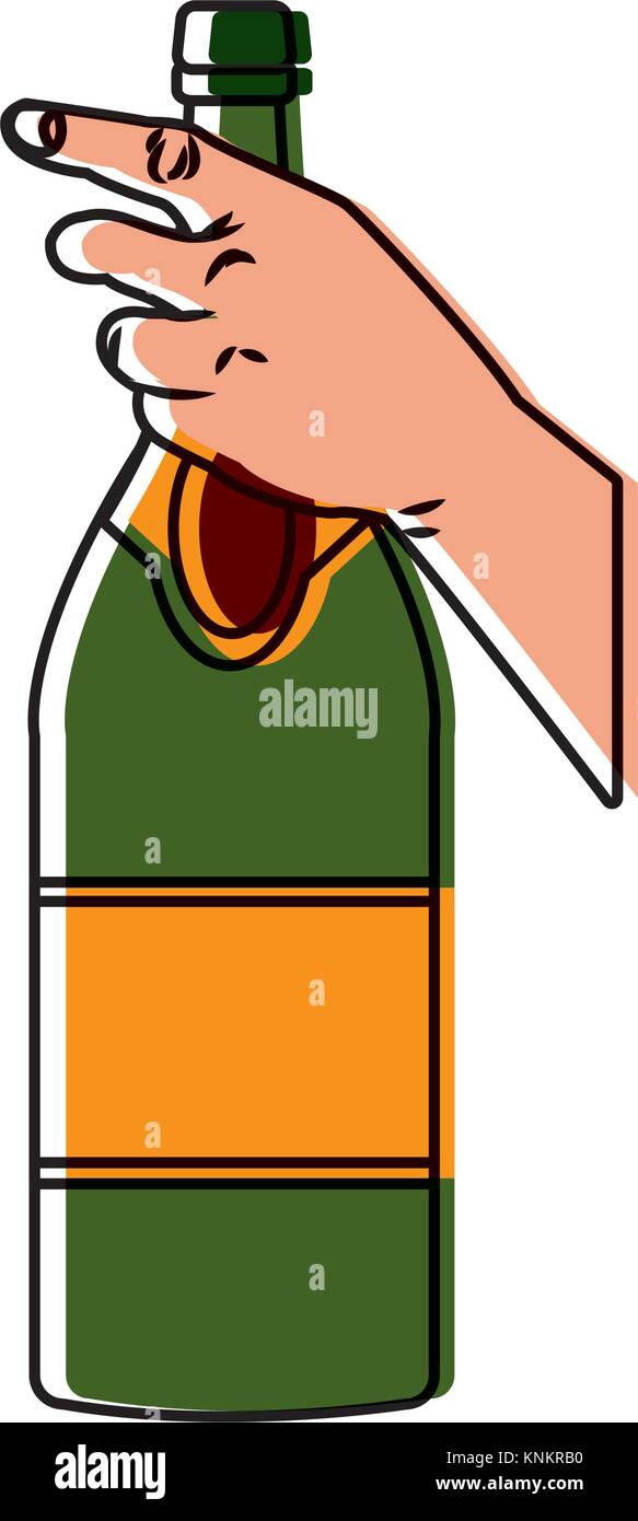 Hand holding a champagne bottle Stock Vector Image & Art - Alamy