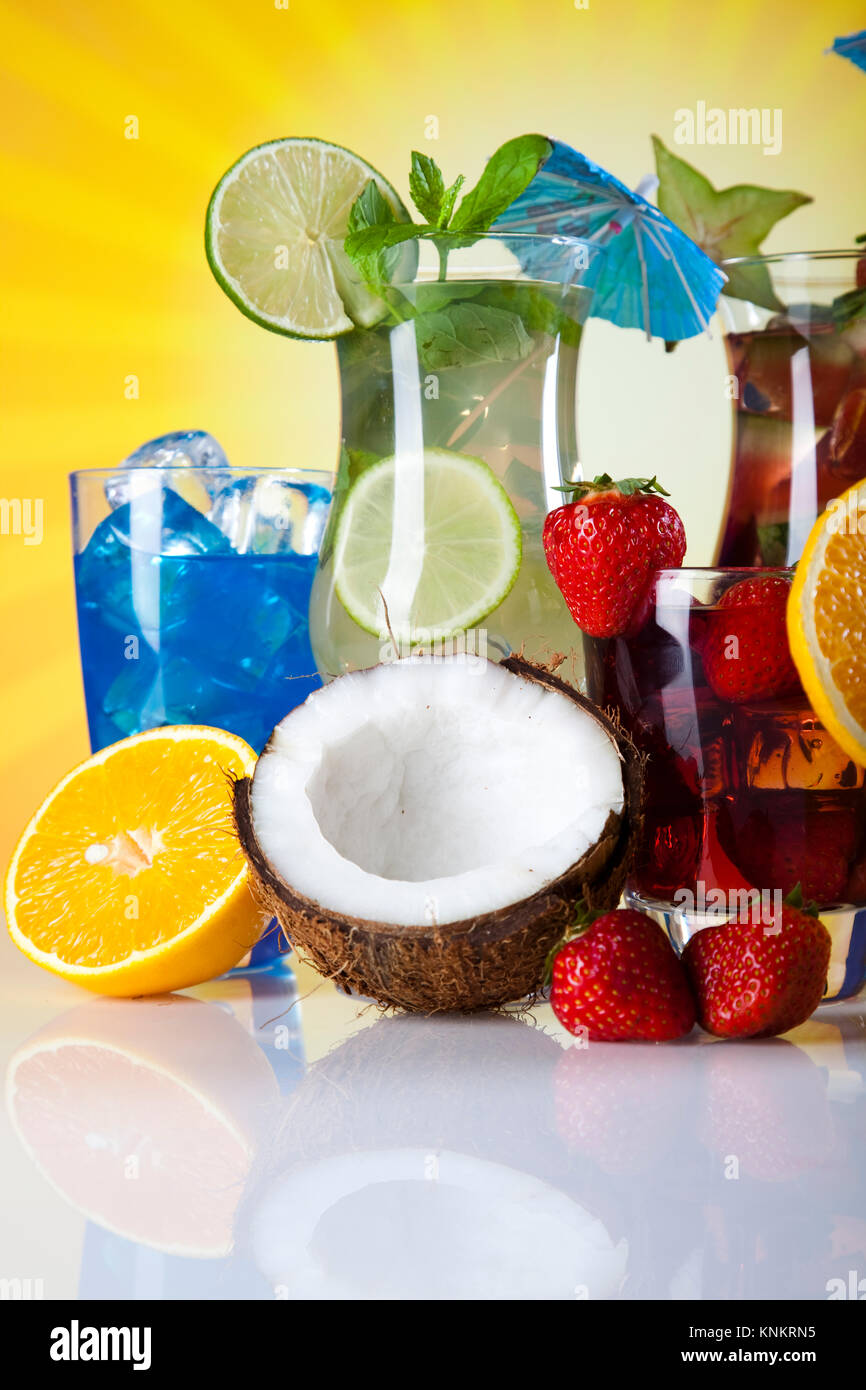 Alcohol drinks set with fruits Stock Photo Alamy