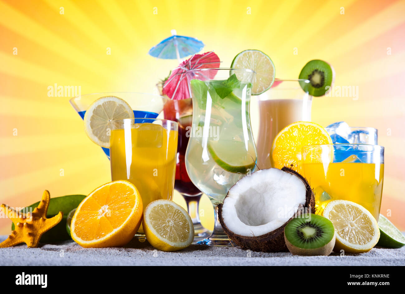 Alcohol drinks set with fruits Stock Photo Alamy
