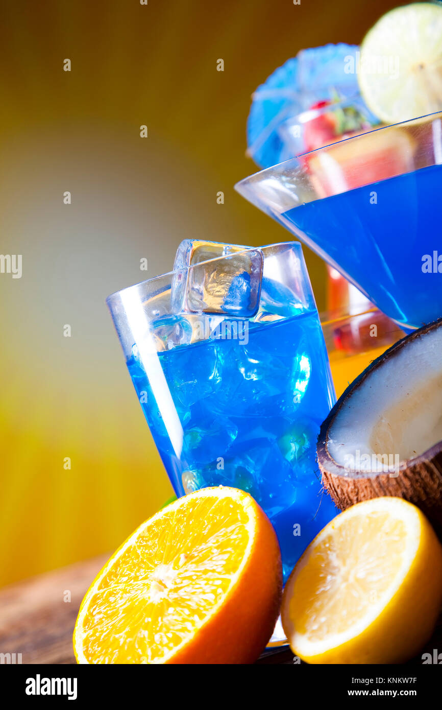 Fruit cocktails on the beach Stock Photo Alamy