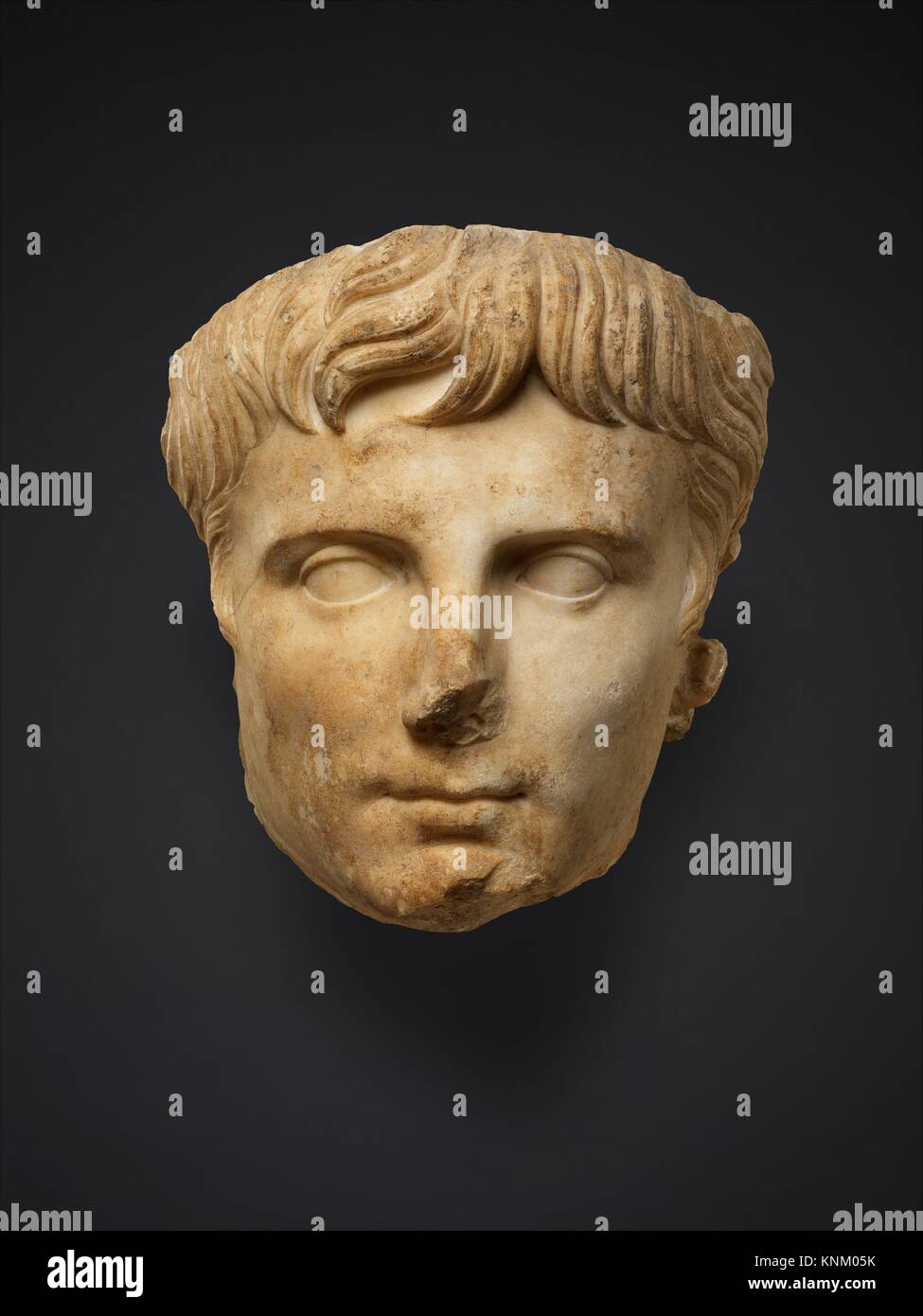 Marble portrait of the emperor Augustus. Period: Early Imperial, Julio-Claudian; Date: ca. A.D. 14-37; Culture: Roman; Medium: Marble; Dimensions: Stock Photo