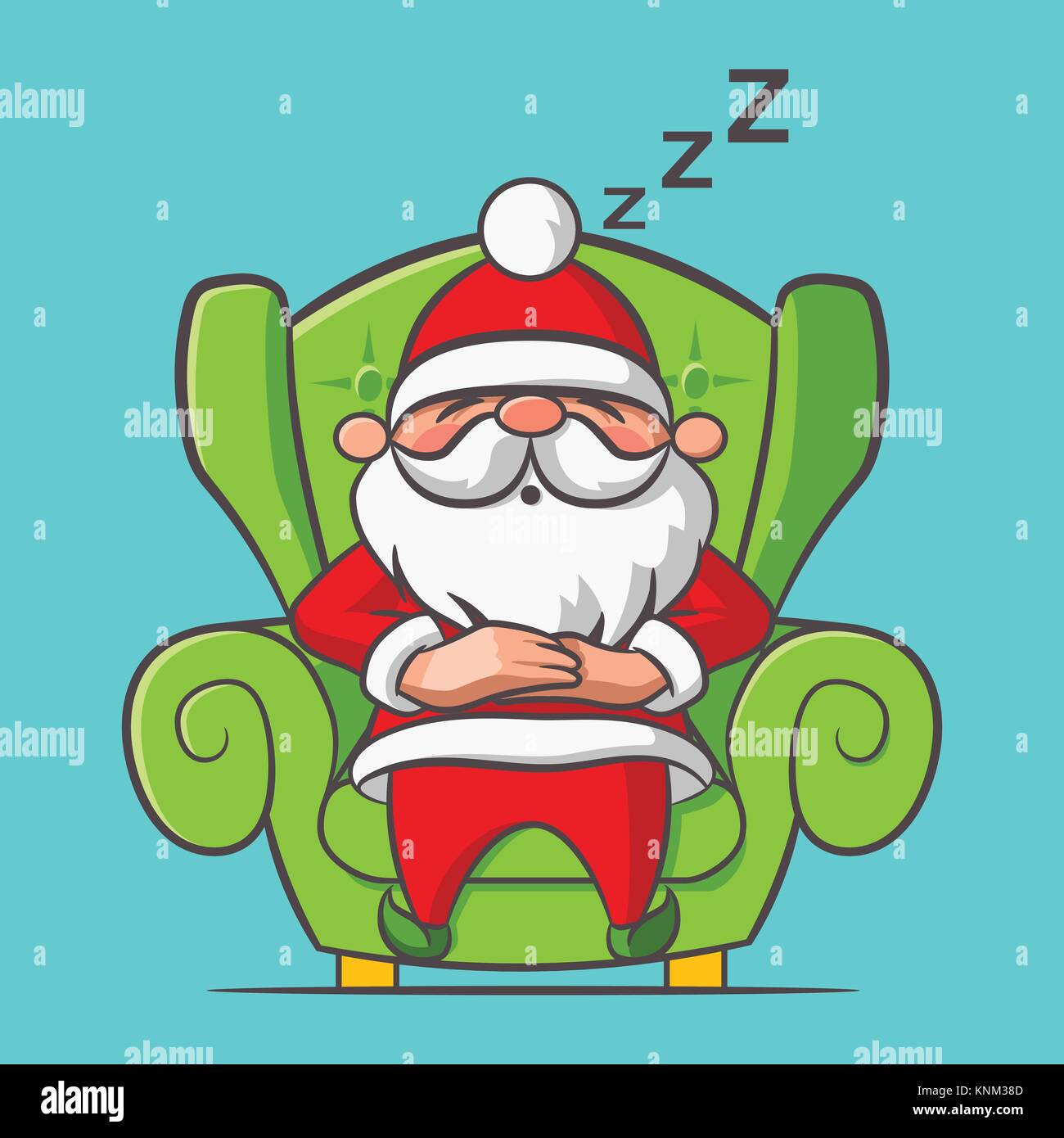 Santa Claus sleeping on armchair Stock Vector