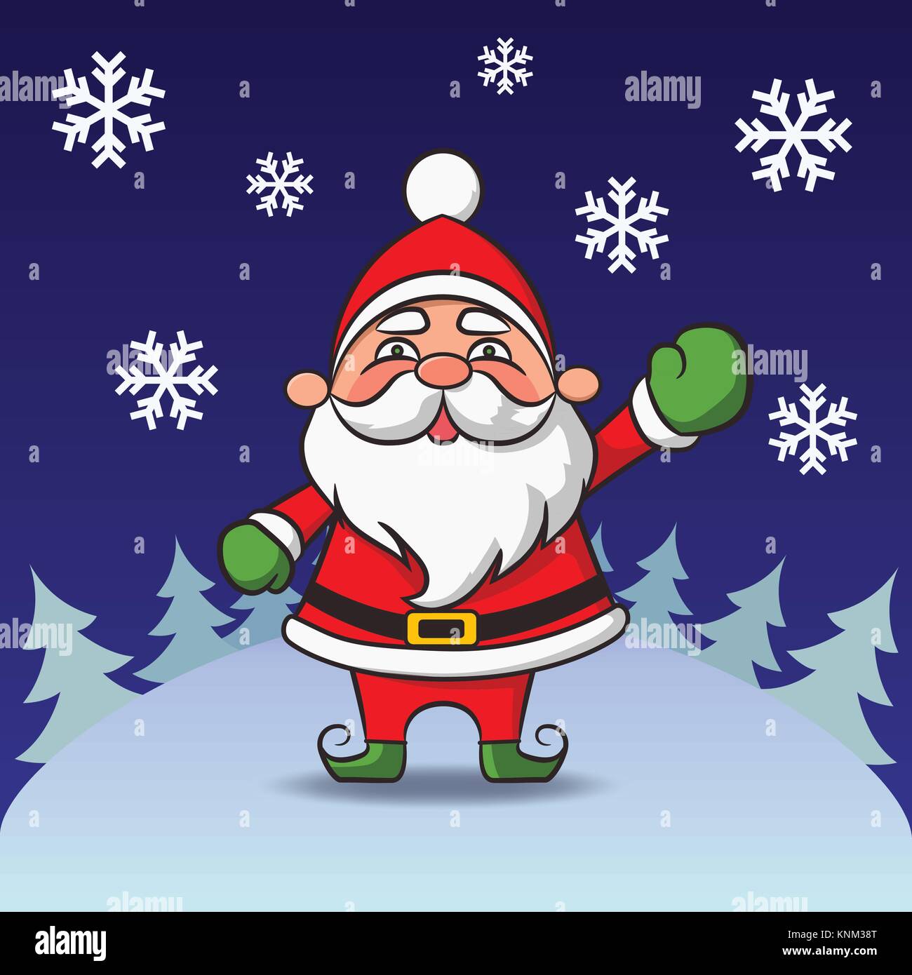 Santa Claus wave - night background Stock Vector Image & Art - Alamy
