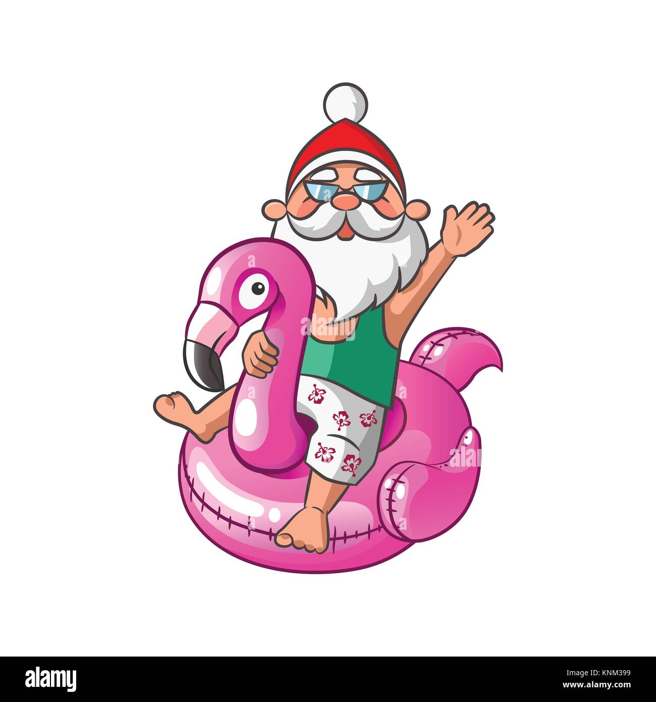 Santa Claus with Inflatable Flamingo Ring Stock Vector Image & Art Alamy