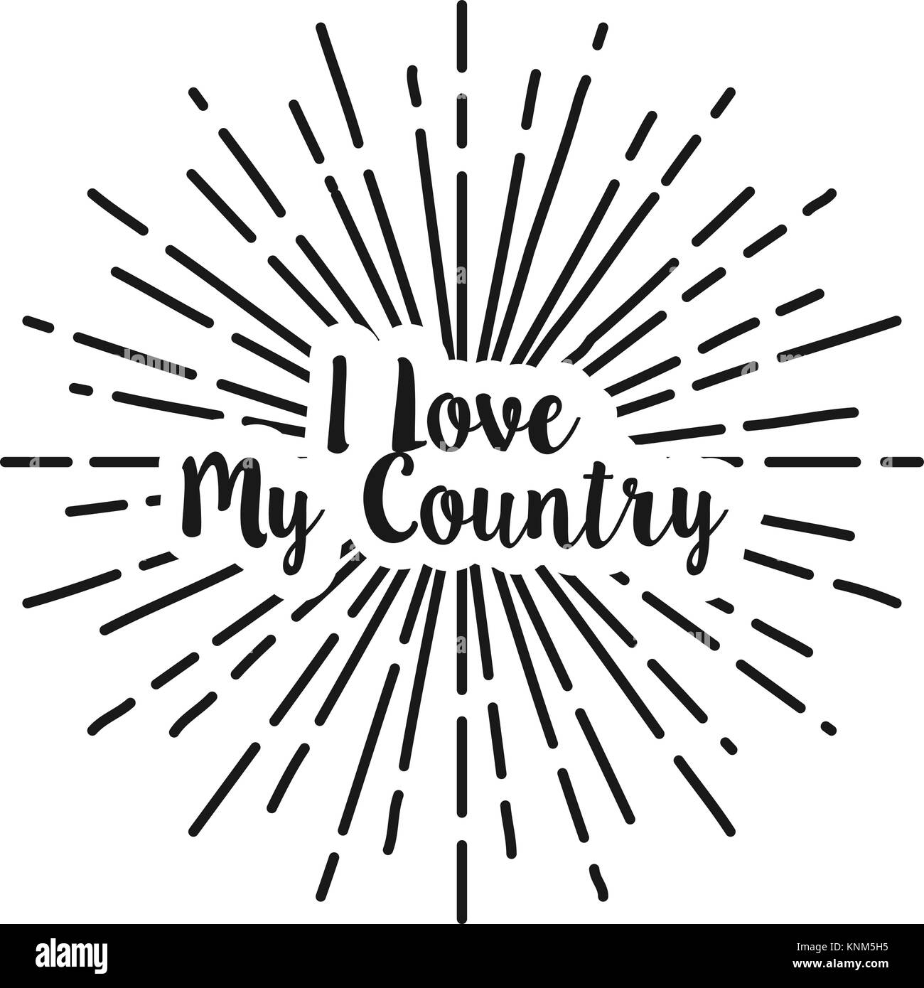 I love country text typography sun circle retro vintage design Stock