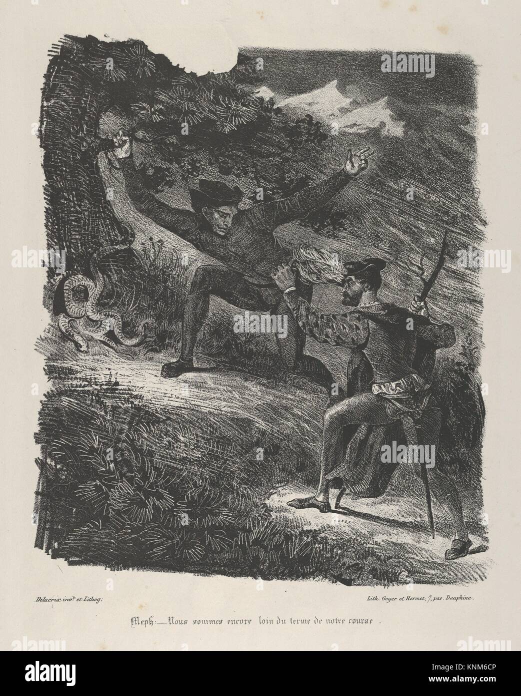 Faust and Mephistopheles in the Hartz Mountains (Goethe, Faust). Series/Portfolio: Faust; Artist: Eugène Delacroix (French, Charenton-Saint-Maurice Stock Photo